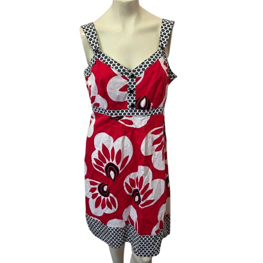 East 5th Red Floral Sundress Women's Size 12 Sleeveless Cotton Summer Dress